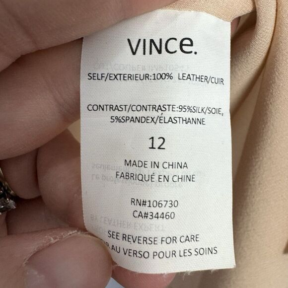 Vince Womens Leather Silk Sleeveless Tunic Tank Top Size 12 Pink Quiet Luxury - Picture 7 of 8